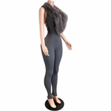 Fur Lace Up Jumpsuit