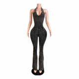 Baddie Sparkle Halter Jumpsuit