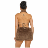 Preety Plush Fur Skirt Set
