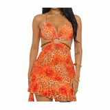 Preety Sunset Safari Beaded Mini Dress
