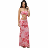 Rose Mirage Cutout Beaded Maxi Dress
