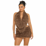 Preety Plush Fur Skirt Set
