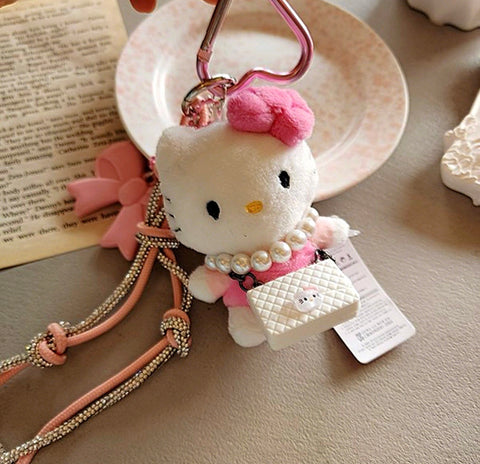 Hello Kitty pearl bag charm keychain