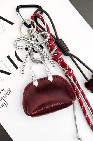 Bow and purse bag charm keychain