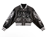 Y2K tribal crop varsity jacket