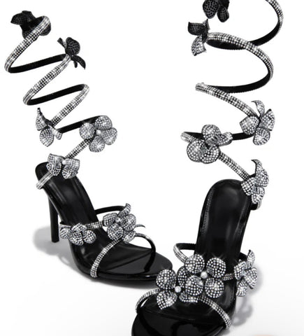 Floral bling heels