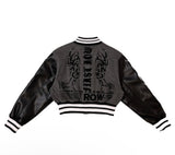 Y2K tribal crop varsity jacket