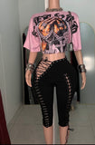 Rich Lace Up Capris