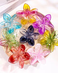 Colorful transparent Plumeria hair clips