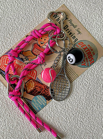 8 ball tennis keychain