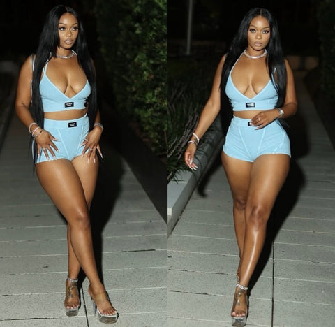 Baddie label shorts set