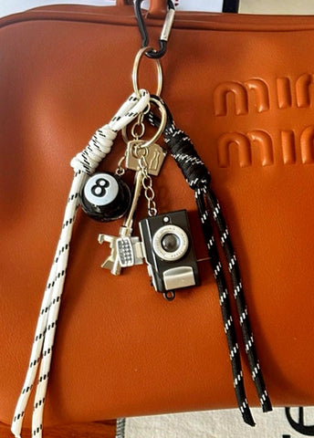8 ball camera bag charm keychain