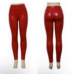 Red PU leggings