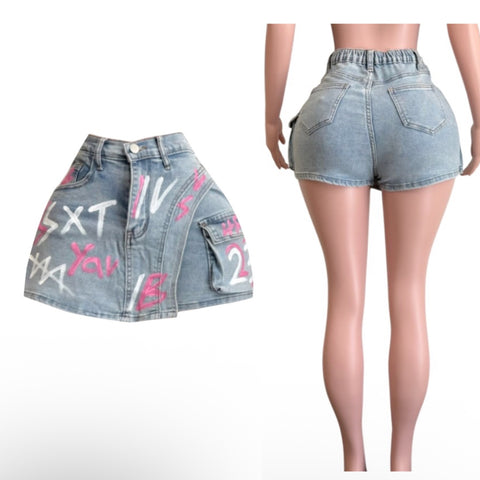 Denim Graffiti skort