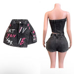 Denim Graffiti skort