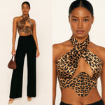 Leopard halter top