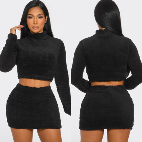 Fuzzy skirt set