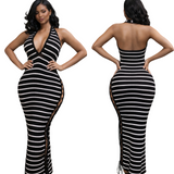 Stripe lace maxi dress