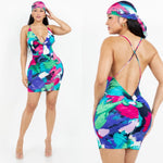 Paint the town dress w/head wrap