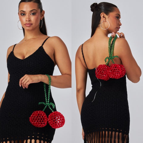 Cherries fruit beaded purse bag