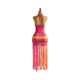 Pink Sunset Skies Fringe Dress