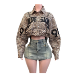 Leopard cropped jacket