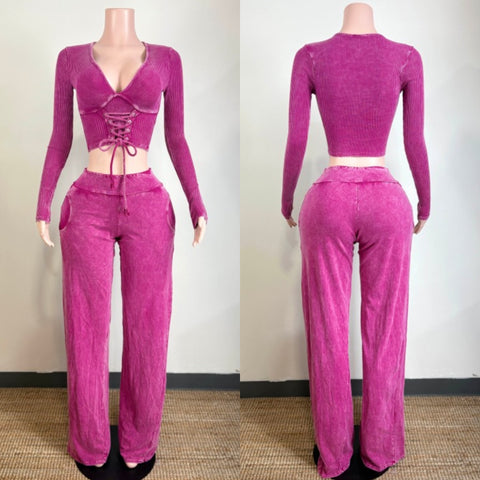 Ribbed luxe lounge set