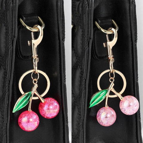 Glitter Cherries bag charm keychain