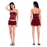 After Hours Wine Corset Skort Set
