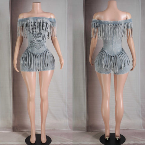 Western cowboys fringe romper