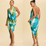 Amber tye dye cowl satin dress