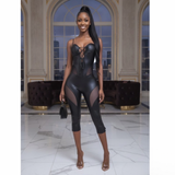 Sexy Black Capri Jumpsuit