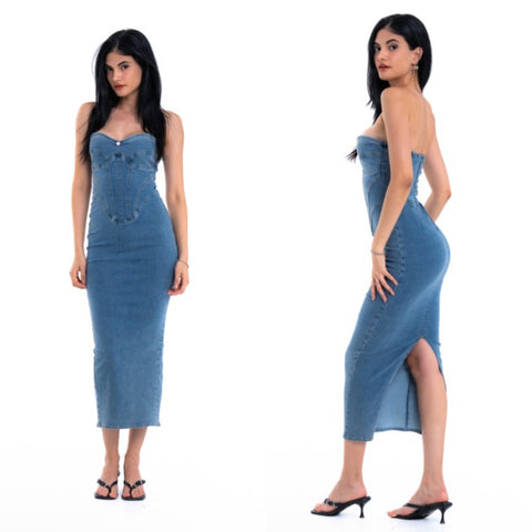 Denim midi dress