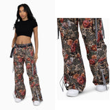 Floral Utility Pants W/Belt