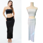 Velour lace maxi skirt set