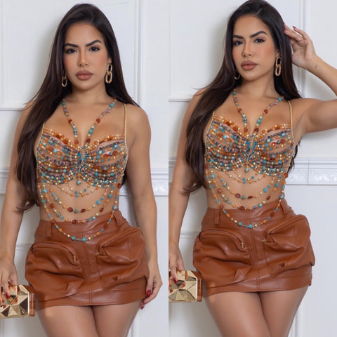 Sexy gal Goddess beaded top