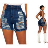 High Rise Distressed Shorts