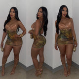 Golden safari lace dress