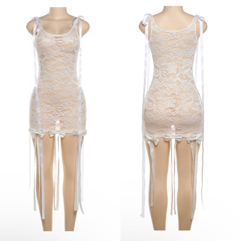 Ribbon bow lace dress