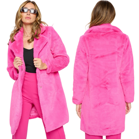 Pink fur coat
