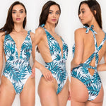 Tropical leaf one piece swimsuit