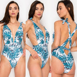 Tropical leaf one piece swimsuit