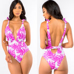 Tropical leaf one piece swimsuit