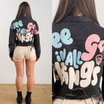 See the good in all things denim crop jacket