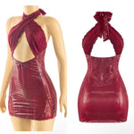 Glossy lace halter dress