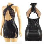 Glossy lace halter dress