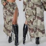 Camouflage Slit Skirt