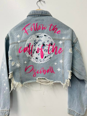 Follow the disco ball denim crop jacket