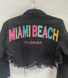 Miami Beach Florida Denim Crop Jacket