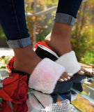 Fur platform sandals